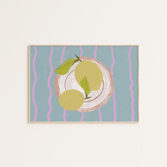 LEMONS ON A PLATE PRINT